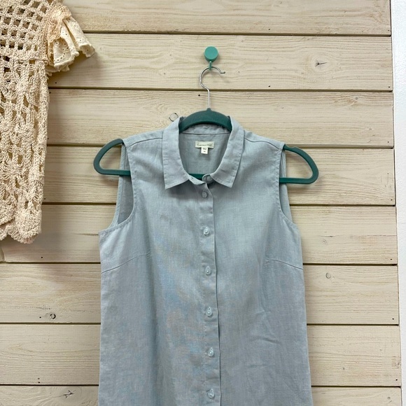 Garnet Hill Sleeveless Linen Button-Down Dress - Size 6 - Picture 3 of 7